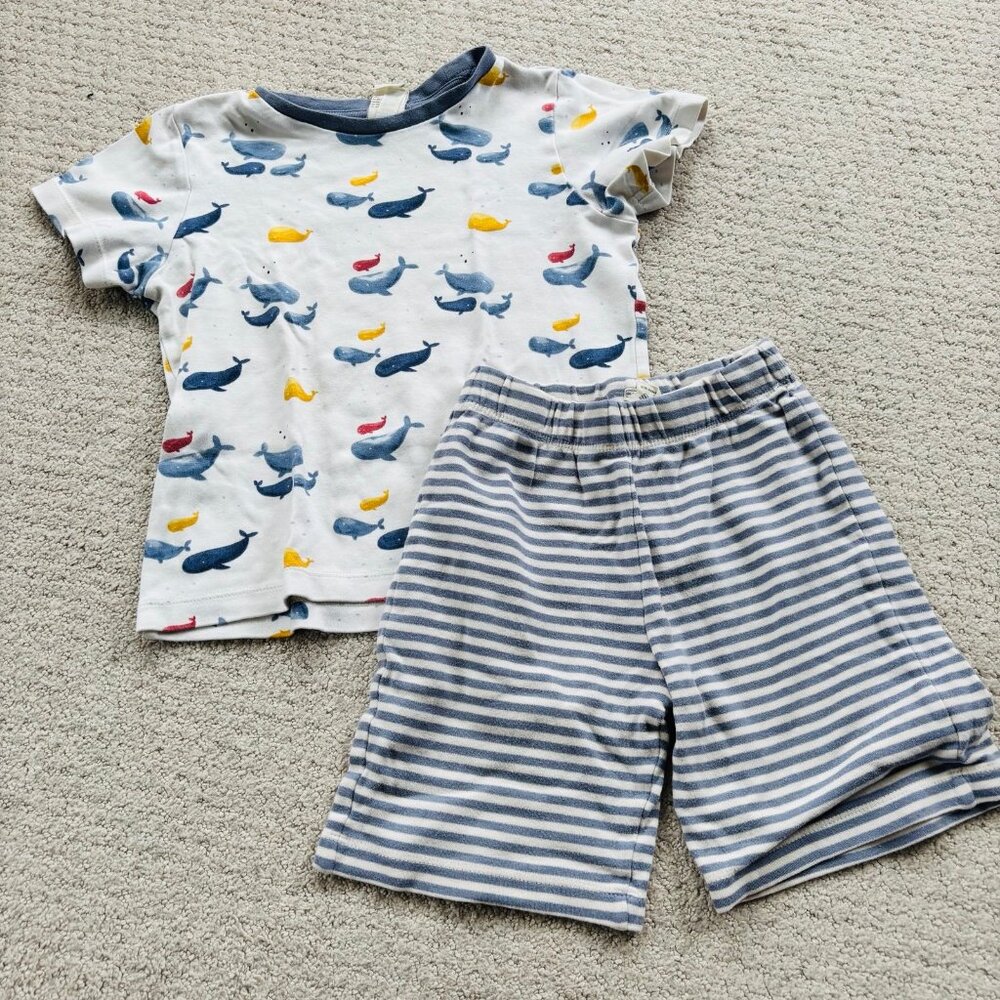 Boys Alana organic cotton outfit blue whales